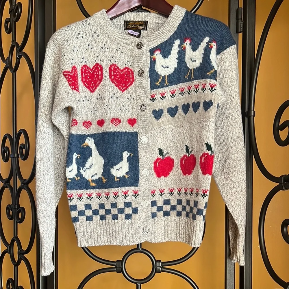 πHPπ EDDIE BAUER Farm Love Cardigan - Picture 1 of 12